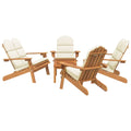 vidaXL Adirondack Style 4 Piece Patio Lounge Set, Solid Acacia Wood, Comprises of Chairs, Bench, Coffee Table with Cream White C