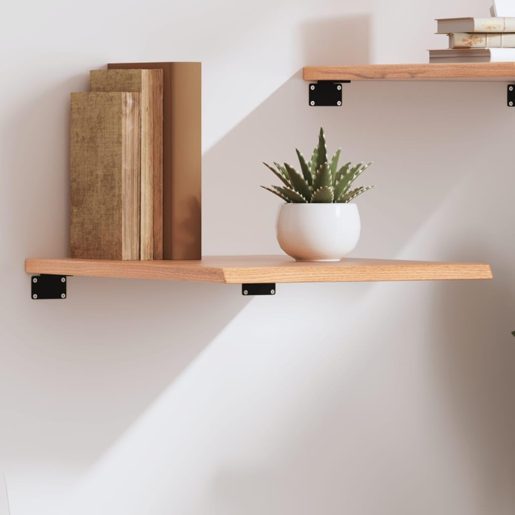 vidaXL Wall Shelf in Rustic Light Brown, Durable Solid Oak Wood Construction, Versatile as Top for Cabinet/Table/Desk, Handmade with Live Edge