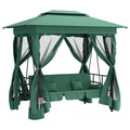 vidaXL Modern Green Steel Gazebo with Convertible Swing Bench, Rectangular, 87.8 x 60.2 cm, 91.7 inches, 48.97 sq.m, 23 People,