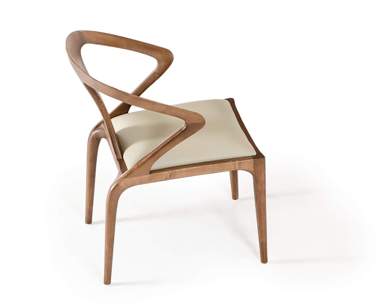HomeRoots Wood, Leatherette Upholstered Dining Chair