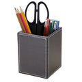 Kingfom Pu Leather Square Pens Pencils Holder Cup Desktop Stationery Organizer Case Office Accessories Container Box Brown