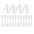 Party Essentials Plastic Party Buffet Serving Utensils Kit, Spoons/Forks/Tong, 20-Piece, White