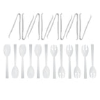 Party Essentials Plastic Party Buffet Serving Utensils Kit, Spoons/Forks/Tong, 20-Piece, White