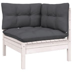 vidaXL Solid Pinewood Patio Lounge Set 5 Piece with Cushions Garden Outdoor Lawn Yard Terrace Balcony Wooden Seat Seating Furniture White