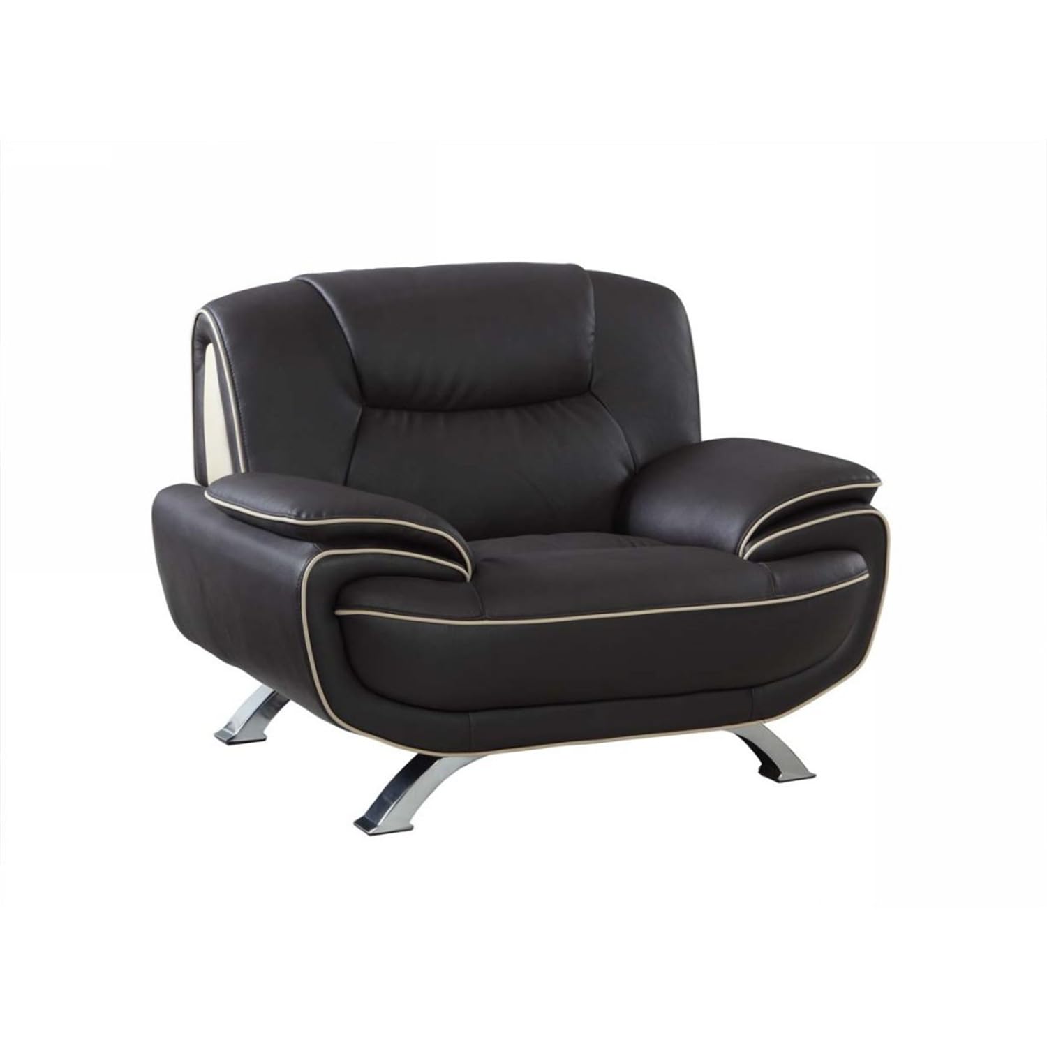 HomeRoots 40 Sleek Brown Leather Chair