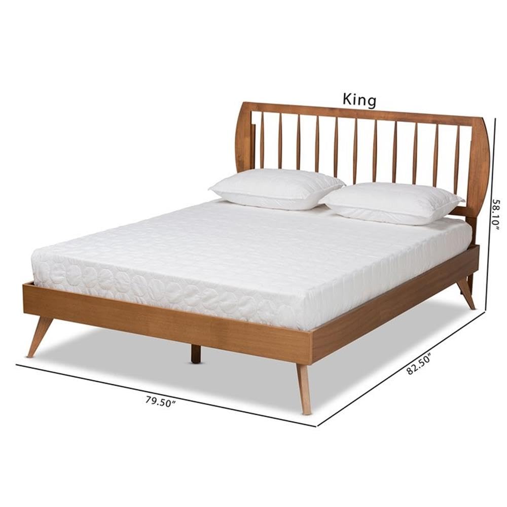 Baxton Studio Emiko Modern and Contemporary Walnut Brown Finished Wood Full Size Platform Bed