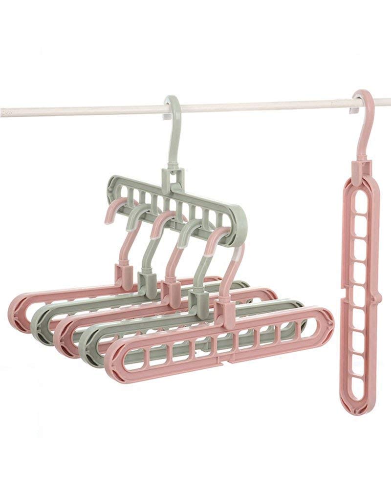 Saanvishubh? Da Wings 1 AntiSkid Plastic 360 Degree Swivel Hook, 9Holes Magic Wardrobe Space Saver Folding Hangers/Closet Orga