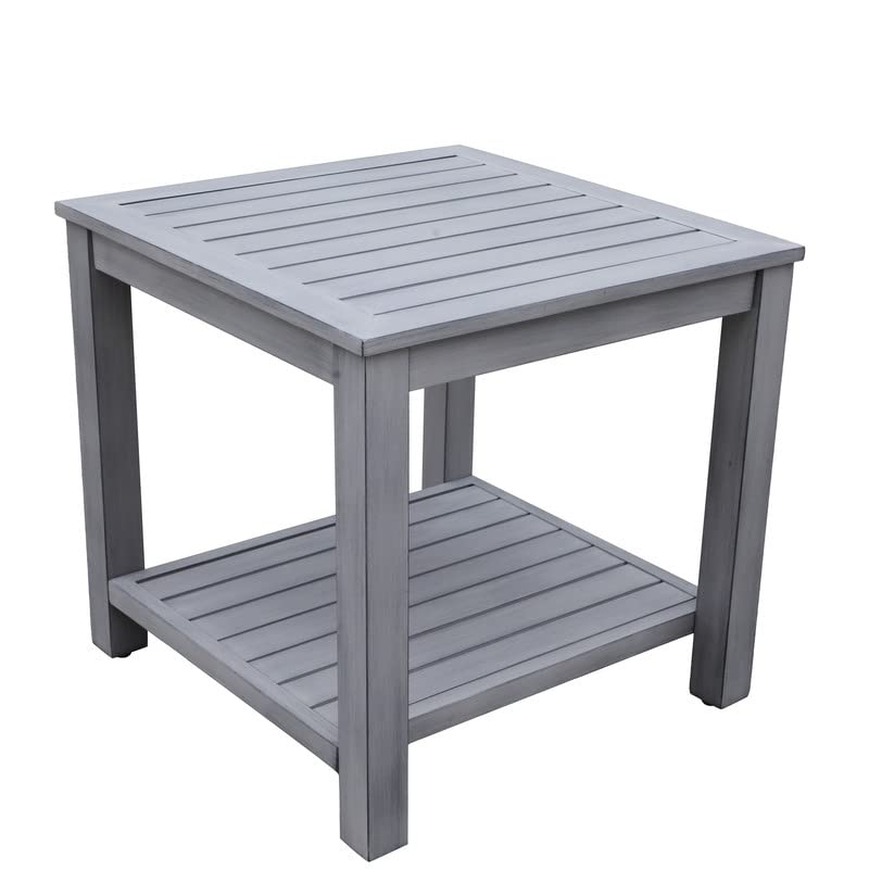 Cecilia Outdoor Aluminum End Table with Shelf: Weather Resistant, Durable, Versatile Rectangular Side Table for Patio, Deck, Bac