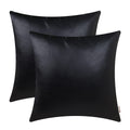 Brawarm Faux Leather Throw Pillow Covers 16 X 16 Inches - Black Leather Pilow Covers Pack Of 2, Solid Dyed Leather Pillowcases F