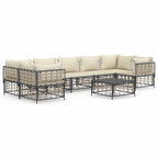 vidaXL Anthracite Poly Rattan Modular Patio Lounge Set// 7-Piece Outdoor Sofa Set with Cushions//Weather-Resistant Garden Furniture