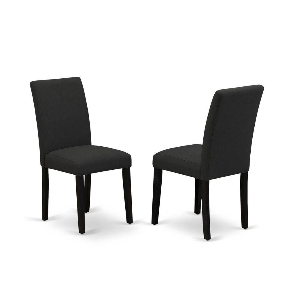 East West Furniture V-Style 5 Piece Set Includes A Rectangle Dining Room Table With V-Legs And 4 Black Linen Fabric Upholstered Parson Chairs, 40X72 Inch, Multi-Color