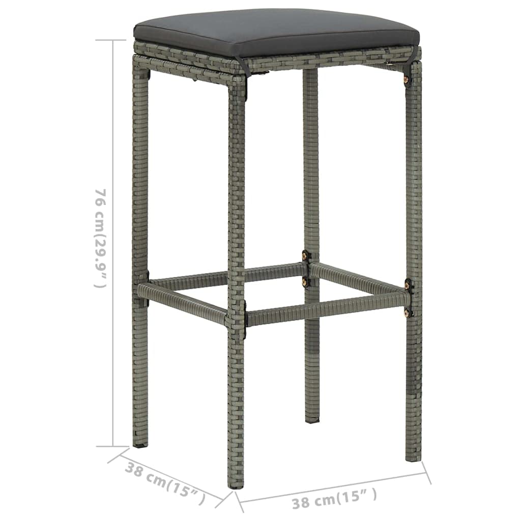 vidaXL Patio Bar Set 5 Piece, Outdoor Bar Table and Stools with Wood Tabletop, Patio Furniture Set with Cushions, Dining Set for Garden, Farmhouse, Gray