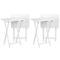 Pj Wood Conventional Solid And Sturdy Wood Construction Portable Folding Tv Snack Tray Table Desk Serving Stand, White (4-Piece Set)