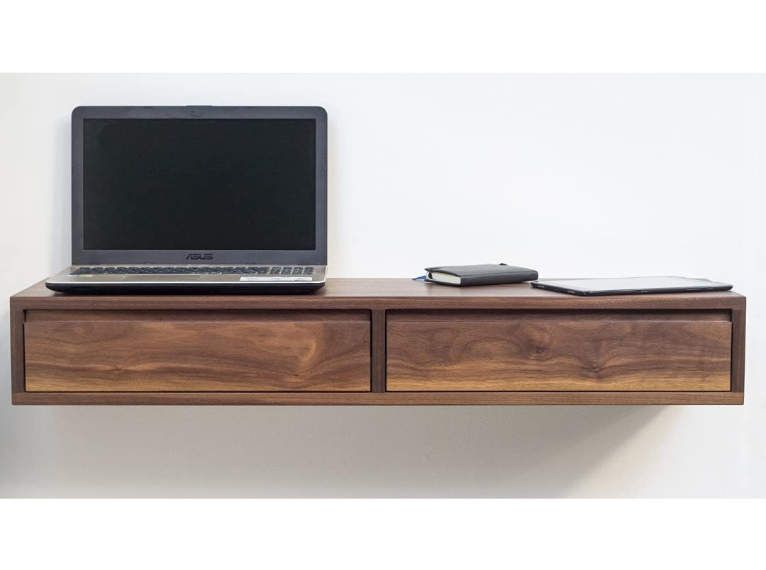 Streema Art Furniture Sheesham Wood Floating Study Table With 2 Drawers For Students Laptop Office Desk Workstation Writing Tabl