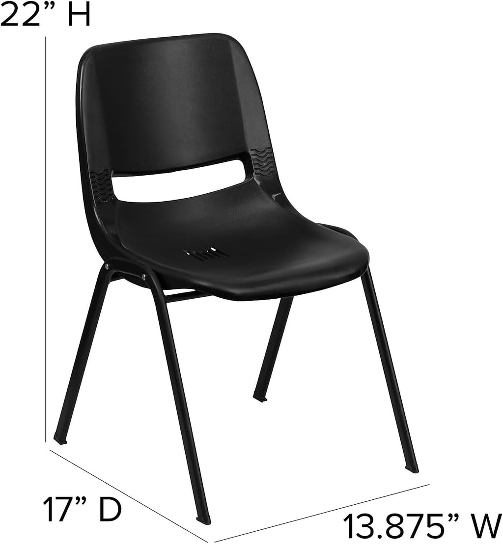 HERCULES Series 440 lb. Capacity Kids Navy Ergonomic Shell Stack Chair with Black Frame and 12 Seat Height