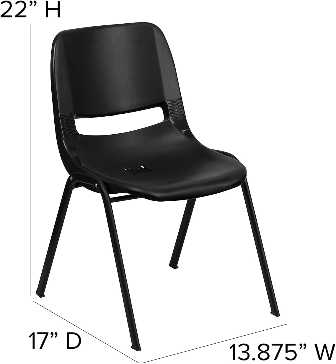 HERCULES Series 440 lb. Capacity Kids Navy Ergonomic Shell Stack Chair with Black Frame and 12 Seat Height