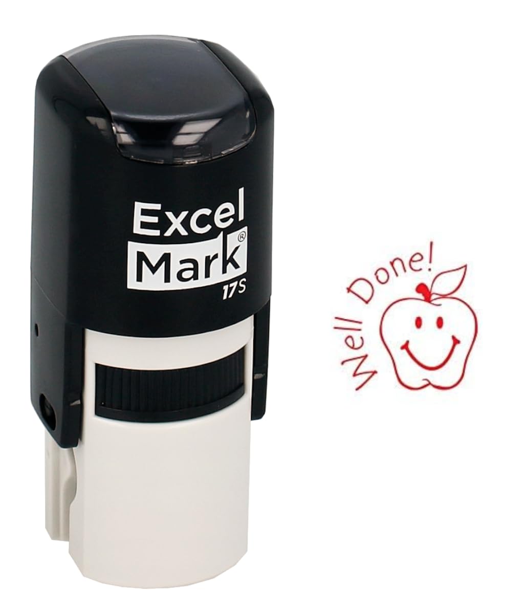 Round Teacher Stamp - Well Done! - Red Ink