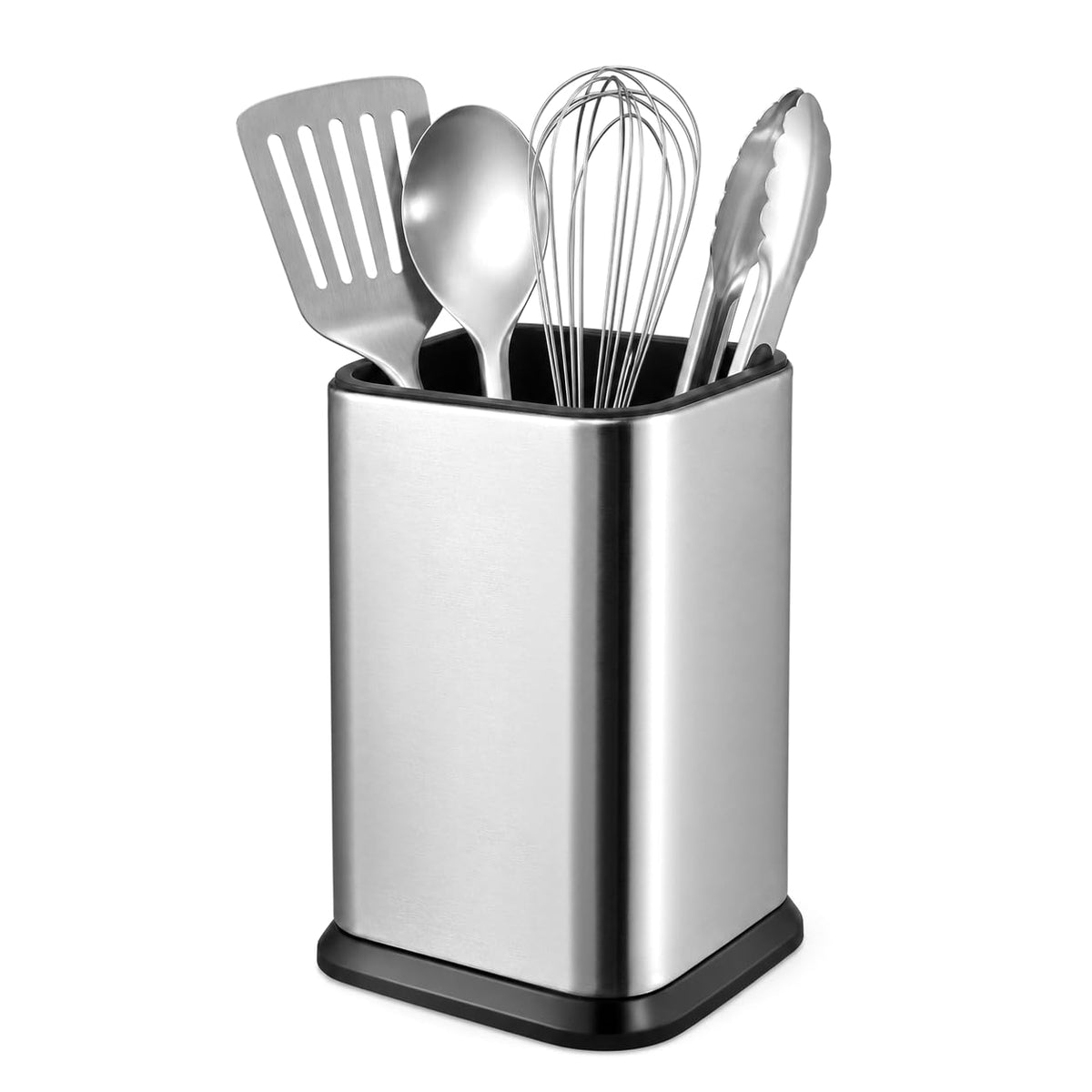QWORK Kitchen Utensil Holder for Countertop, 7 x 4.75 x 4.35 Inch Stainless Steel Spatula Organizer  Modern Rectangular Cooking