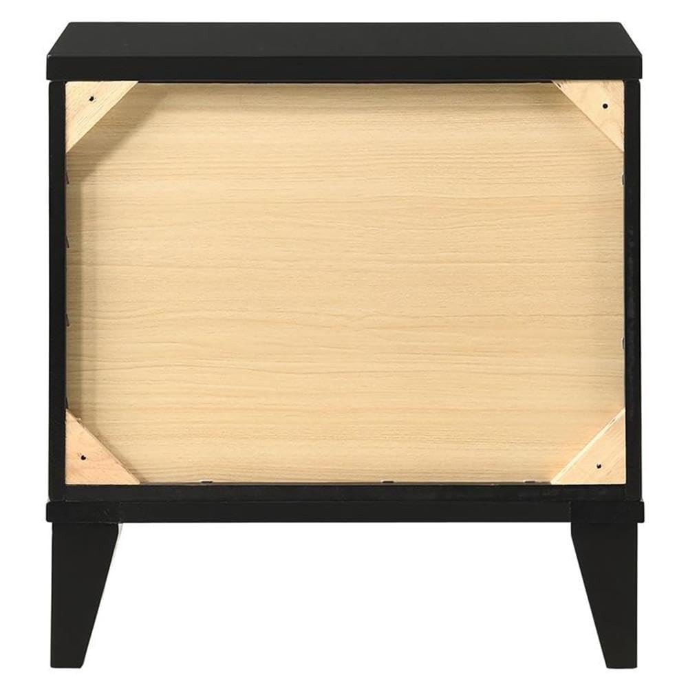Acme Chelsie Wooden 2-Drawer Nightstand with Acrylic Bar Handles in Black