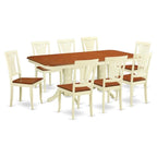 East West Furniture NAAV9-WHI-W 9 Piece Dining Table Set Includes a Rectangle Dinner Table with Butterfly Leaf and 8 Dining Room Chairs, 40x78 Inch, Buttermilk & Cherry