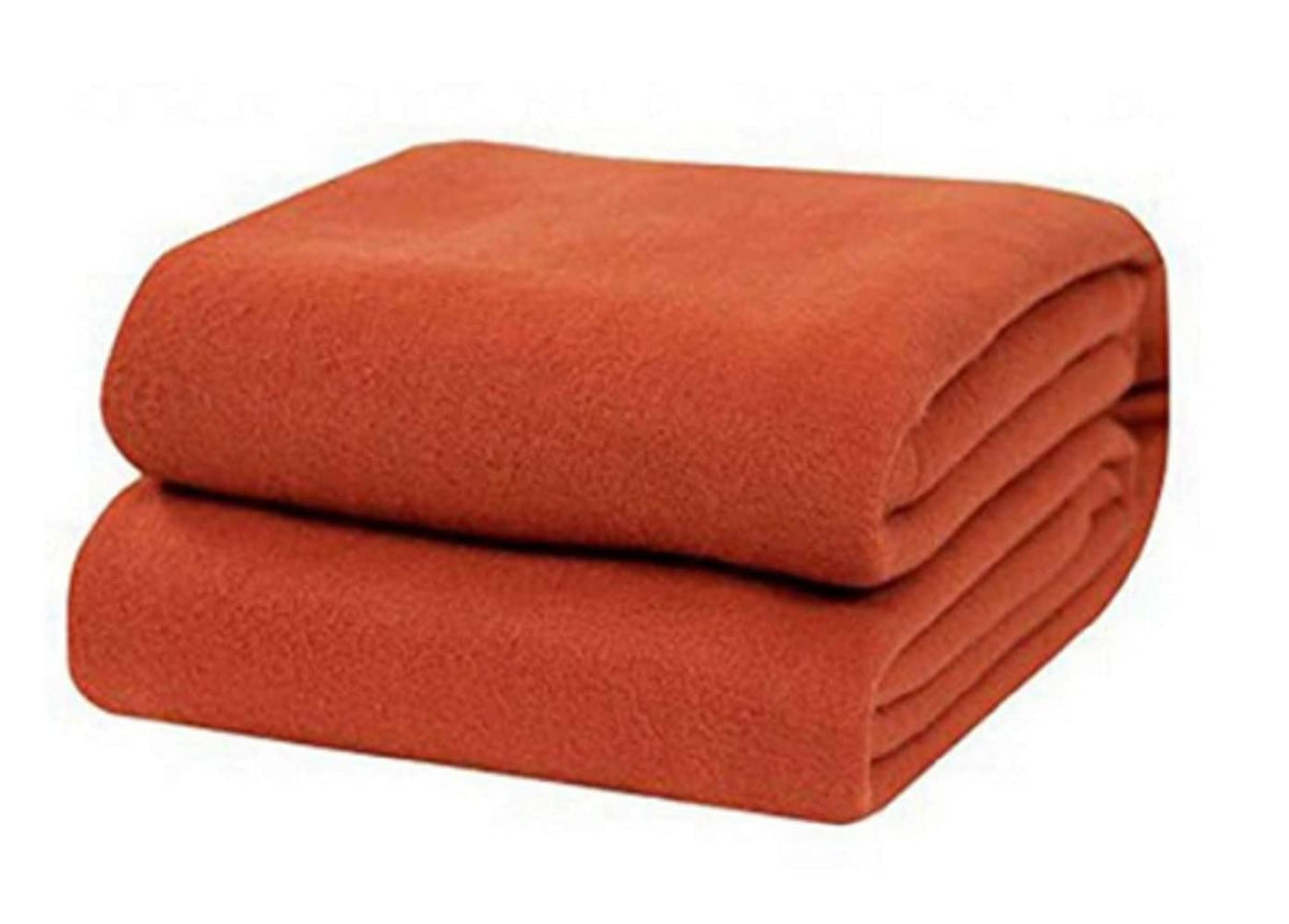 Wavva Plain Polar Lightweight Fleece 1 Single Bed Blankets (Pack of 1) Made with Soft Material (Orange, Reversible)
