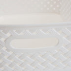 Simplify Small Resin Wicker Tote | Storage Bin | Plastic Organizer | Carrying Handles | Bathroom | Pantry | Accessories | Cleani