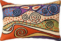 Kashmir Designs Lumbar Rust Klimt Contemporary Throw Pillows | Modern Pillow Cases | Abstract Pillows | Modern Accent Pillow | R