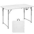Byliable Folding Table 4 Foot Portable Heavy Duty Plastic Fold-in-Half Utility Table Small Indoor Outdoor Adjustable Height Fold