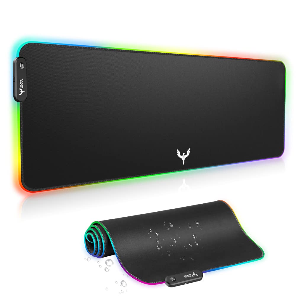 Bladehawks Extra Large Rgb Gaming Mouse Pad-14 Light Modes, Extended Soft Led Mouse Pad, Anti-Slip Rubber Base, Computer Keyboar