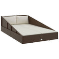 vidaXL Poly Rattan Garden Bed  Brown Outdoor Daybed with Cream White Seat Cushions and Pillows, Weather Resistant Material, Sui