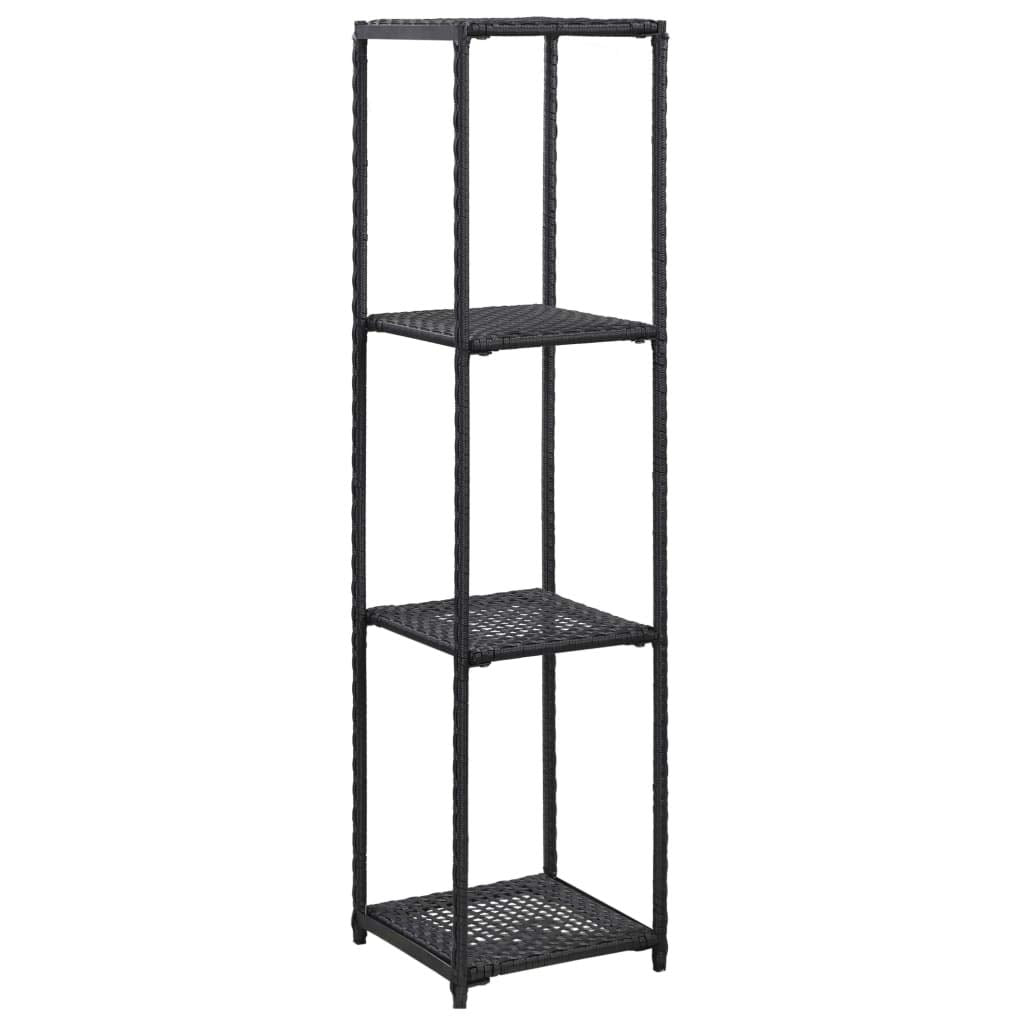 Vidaxl Poly Rattan Storage Shelf  Multipurpose Black Rattan Bookshelf For Living Room, Patio & Workshop  Compact, Easy Care Or