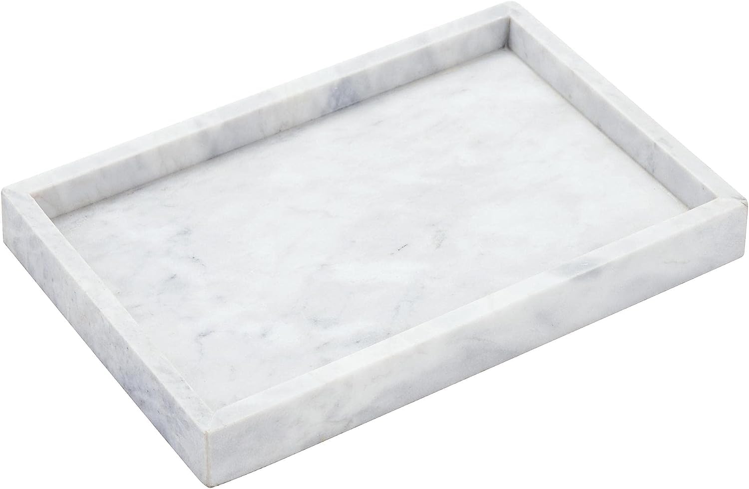KC KULLICRAFT Natural Marble Tray for Desktop/Kitchen/Vanity/Bathroom, Stone Organizer Tray for Coffee Table, Plate Holder for T