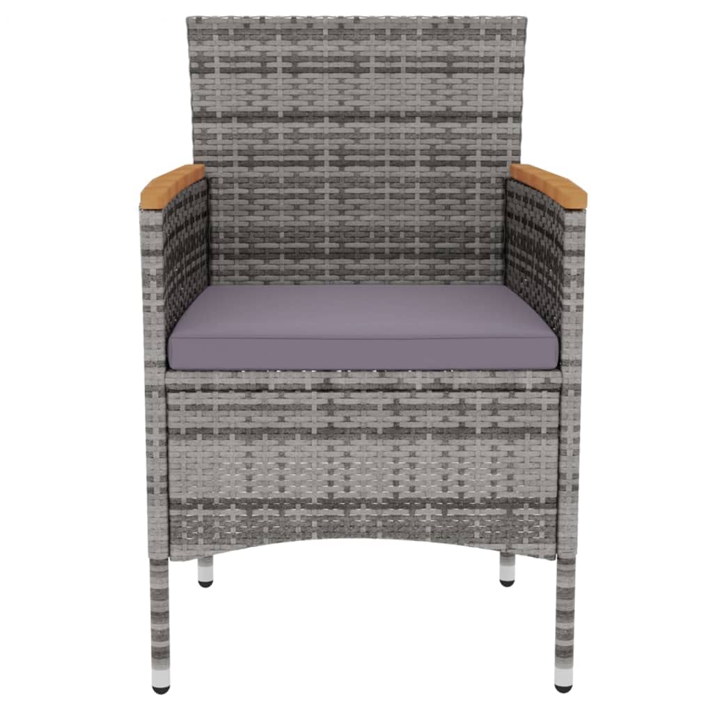 vidaXL 3 Piece Patio Dining Set Poly Rattan Conversation Set - Gray & Brown with Dark Gray Cushions - Ergonomic Design for Garden & Outdoor **Dining**