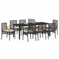 vidaXL Garden Dining Set 9 pcs Black Rattan
