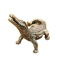Toyvian 1Pc Mini Brass Crocodile Figurine Animal Sculptures and Statues Fish Tank Ornaments Feng Shui Statue Home Decor(2. 95X2.
