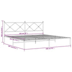 vidaXL Black Metal Bed Frame-King 76"x79.9" with Headboard and Slats-Modern Bedroom Furniture-Steel Construction-Easy Assembly