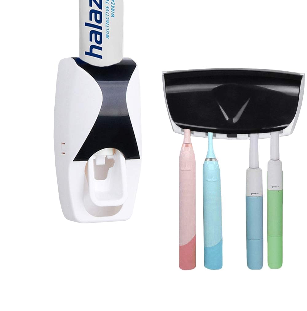 Puffin?Squeezer Kit Wall Mounted 5 Toothbrush Holder with Automatic Toothpaste Dispenser Multi Color