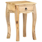 vidaXL Solid Mango Wood Bed Cabinet - Rustic Style No-Assembly Side Table with One Drawer