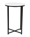 Flash Furniture Hampstead Collection End Table - Modern White Marble Finish End Table - Crisscross Matte Gold Frame