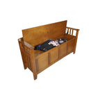 American Furniture Classics 504 Wood Locking Gun Concealment Entryway Bench With Felt Barrel Rest, 5 Gun, Brown, 1 Bench
