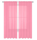 Decotex 2 Piece Solid Elegant Sheer Curtains Fully Stitched Panels Window Treatment Drape (54' X 45', Light Pink)