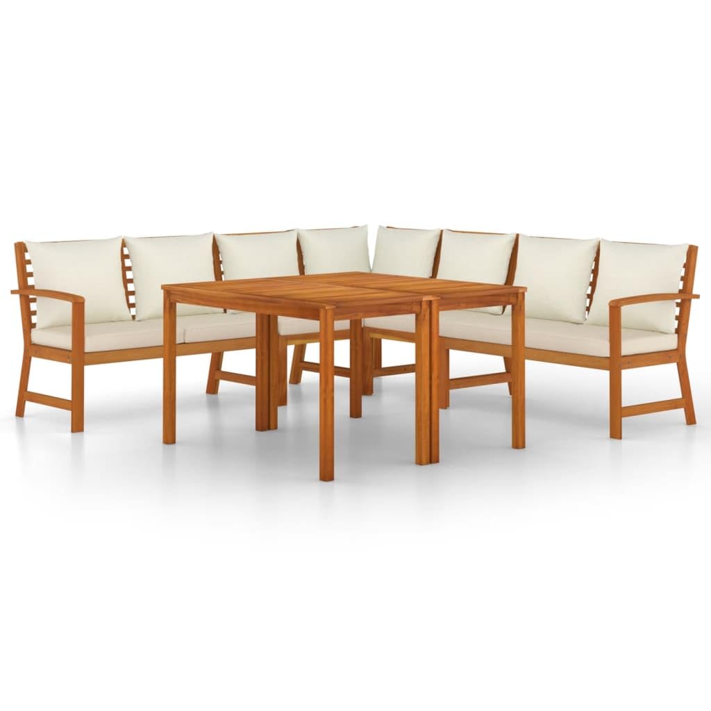 vidaXL 7 Piece Patio Dining Set with Cushions Solid Wood Acacia