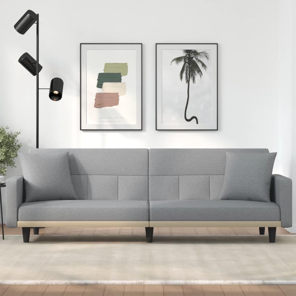 vidalXL Modern Light Gray Fabric Sofa Bed with Detachable Cushions, Plywood Frame, Comfort Foam Filling, 86.6"x35"x27.6"