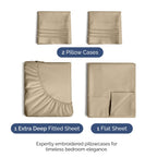 Extra Deep Pocket Cal King Sheets - 4 Piece Breathable & Cooling Bed Sheets - Hotel Luxury Bed Sheet Set - Soft, Wrinkle Free & Comfy - Easily Fits Extra Deep Mattresses - Deep Pocket Cream Sheets Set