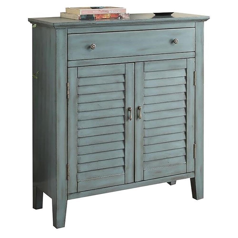 Acme Winchell 1 Drawer Wooden Console Table with 2 Doors in Antique Blue