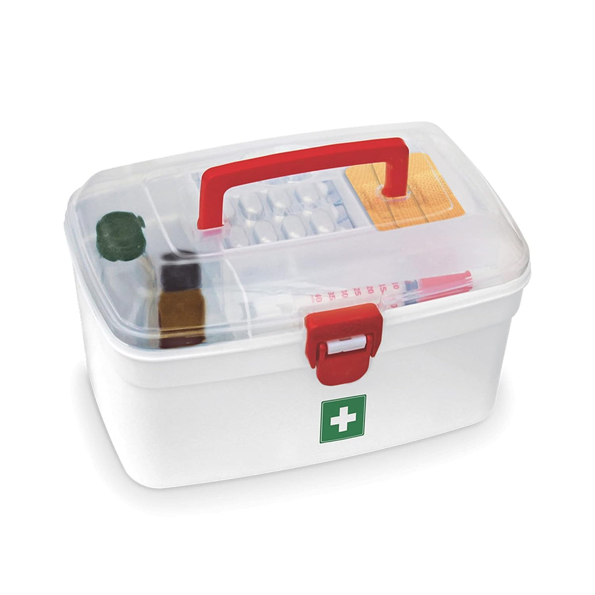 UCRAVO Medical Box, First Aid Empty Medicine Storage Box | Organizer | Attached Handle | Family Emergency Kit | Detachable Tray 