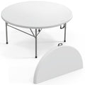 VINGLI 5 FT Round Bi-Folding Commercial Table, 60 inch Portable Plastic Dining Card Table for Kitchen Party Wedding Event, 1-Pac