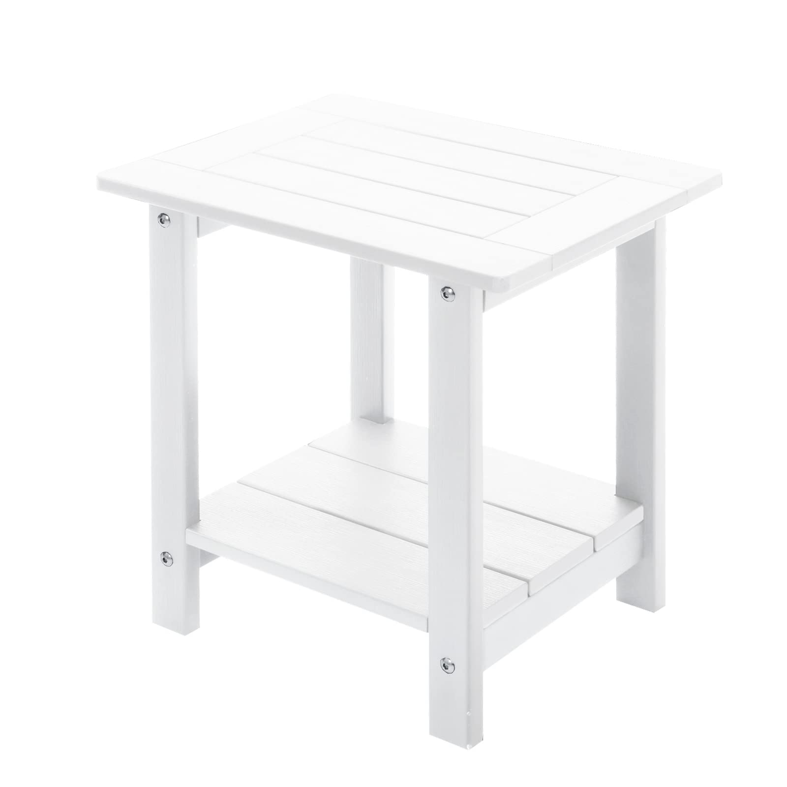 Meluvici Double Adirondack Outdoor Side Table Weather Resistant, Patio Rectangular End Table For Adirondack Chair, White