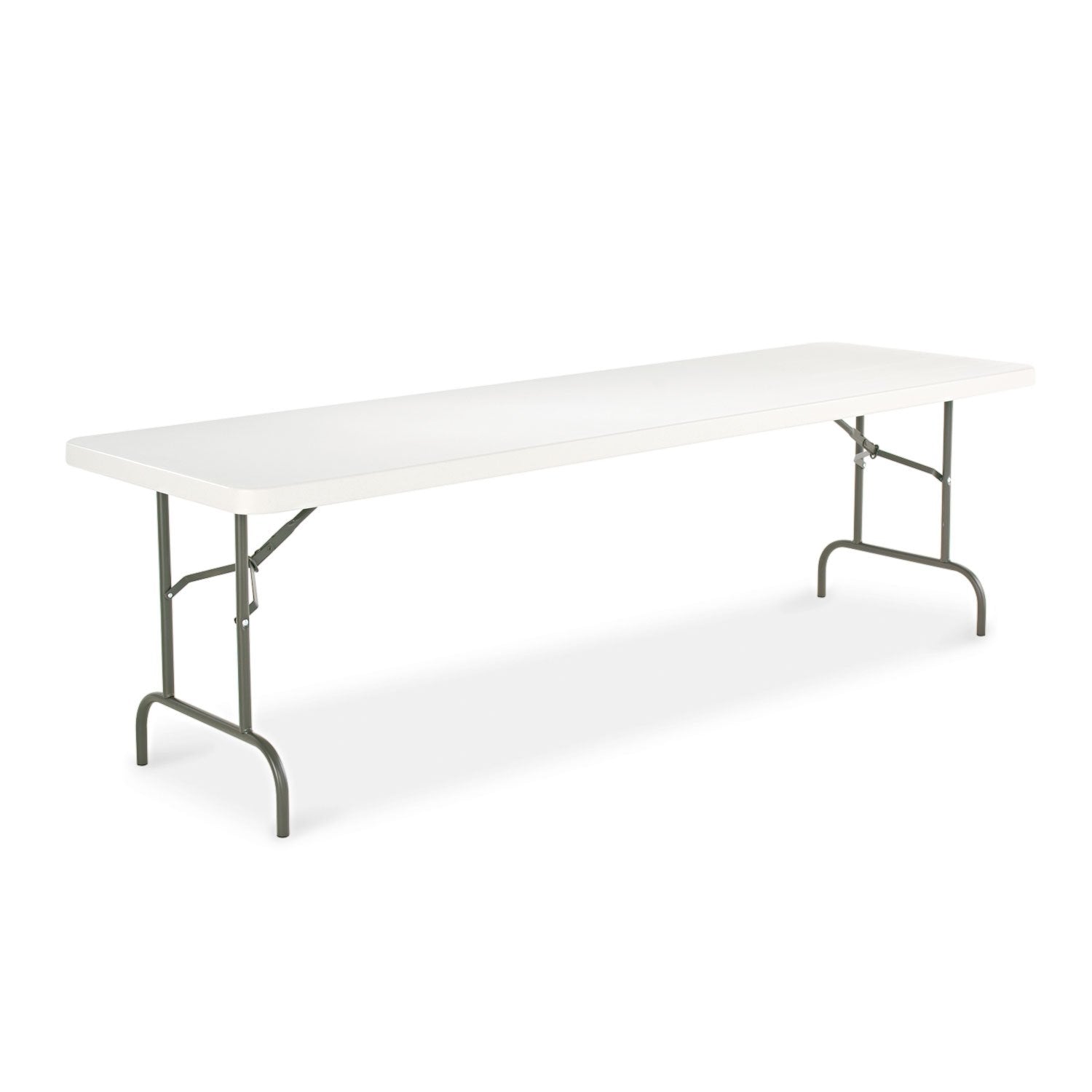 Alera 65601 96 in. x 30 in. x 29 in. Square Edge, Resin Rectangular Folding Table - Platinum