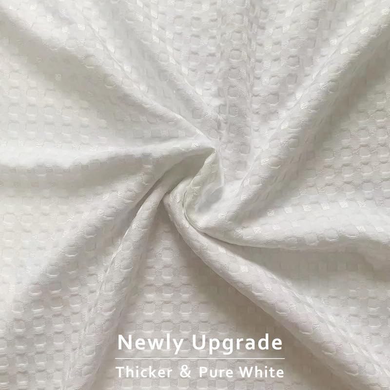 MIYE Pleated Waffle Weave Bed Skirt Tailored Dust Ruffle 22 Inch Drop White Full
